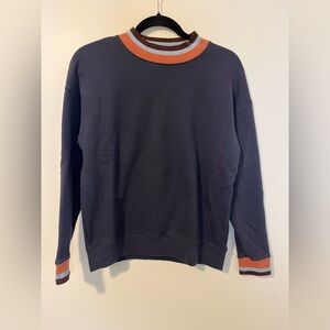 Madewell Women’s Crew Neck Sweatshirt Navy Blue‎ with Stripes